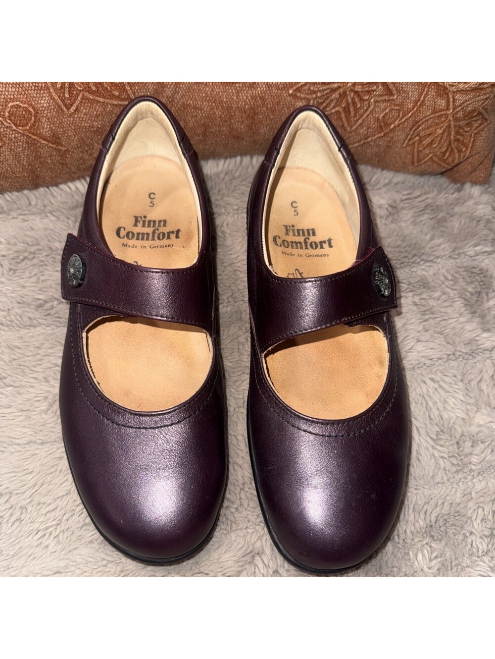 Mahogany Leather Mary Jane Slip On Shoes Finn Comfort Nagasaki US Sz 7.5
